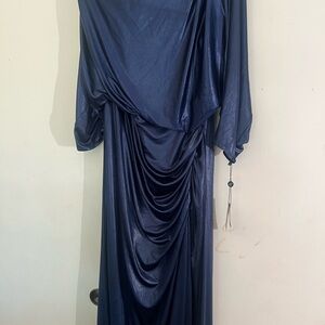 Elegant Navy Draped Women’s Dress